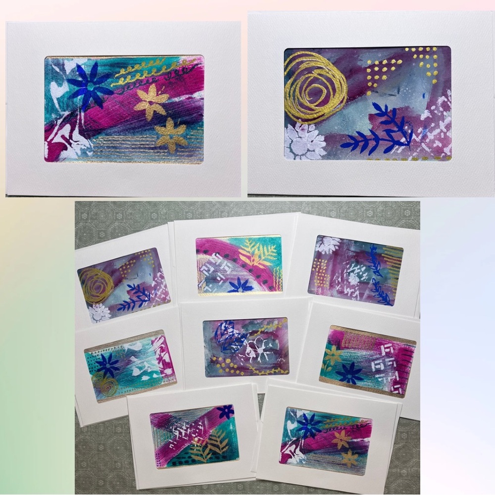 Hand Painted Frameable Nature Inspired Abstract Watercolor Blank Greeting Cards